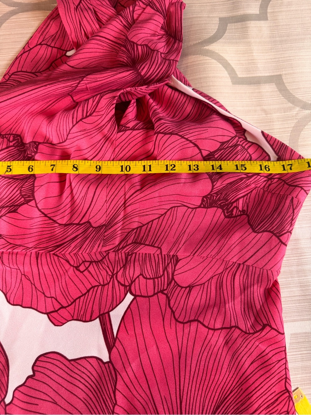 BRAND NEW Donna Karan Hot Pink & White Floral Halter Maxi Dress - Picture 8 of 13